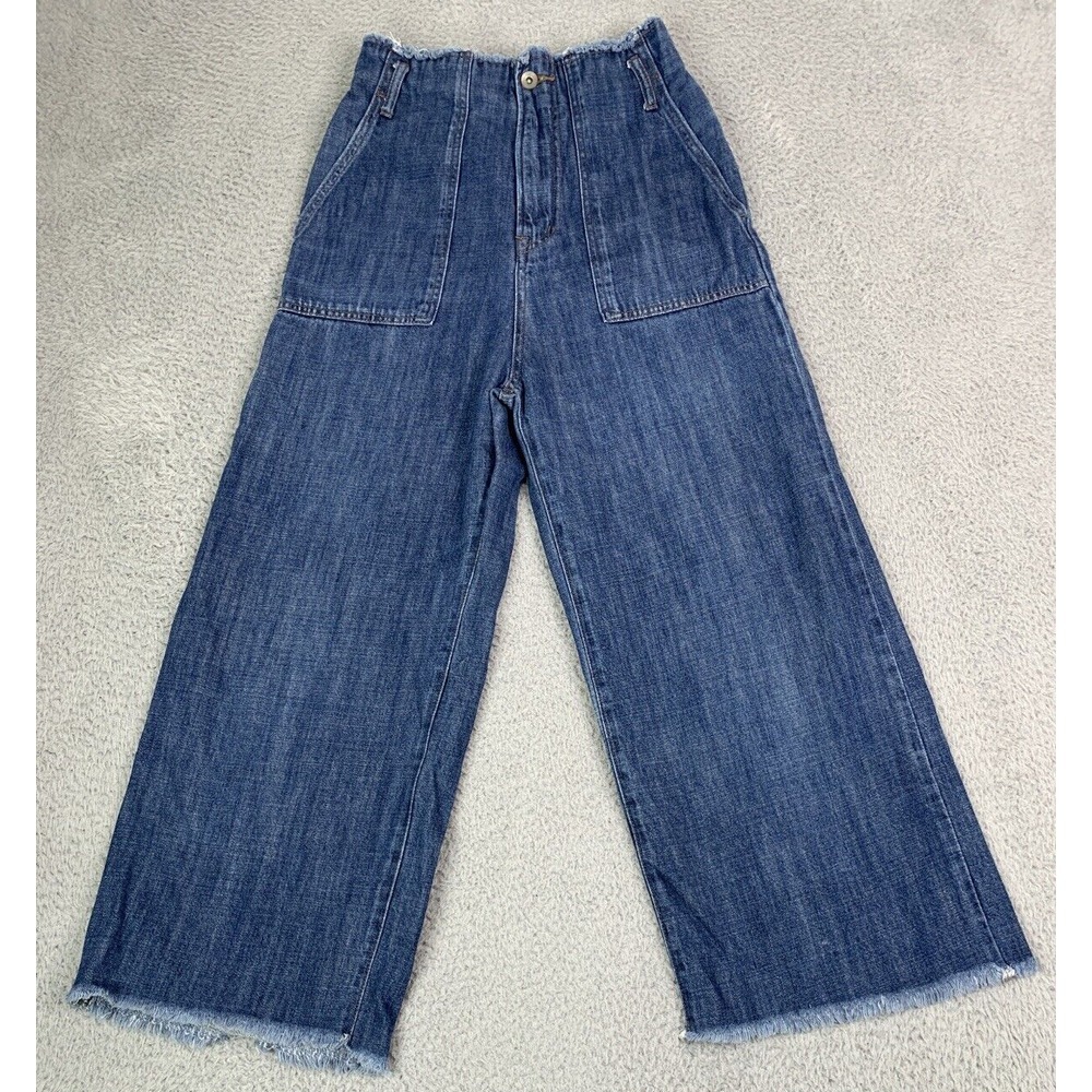 W Closet Jeans Womens Size 24 Inch Waist Elastic Waist Cotton High Rise Wide Leg